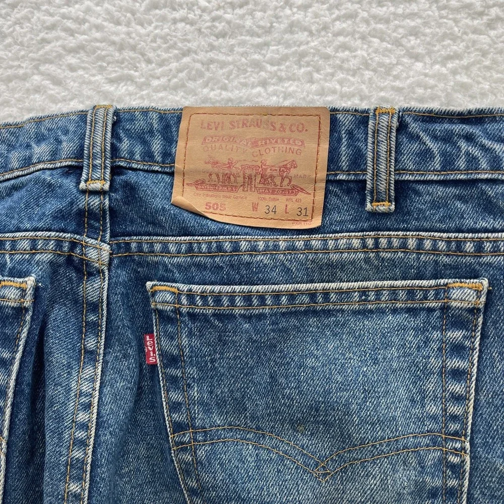 Vintage Levis 505 Jeans Mens 34x31 Blue Classic Straight Canada Whisker Fade 90s